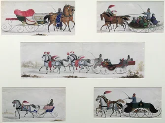 Trineos tirados por caballos rusos