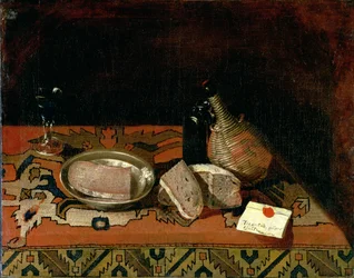Naturaleza muerta con mantel de alfombra, c.1730