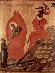 La Ascensión de Elías, icono, Escuela de Pskov