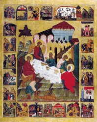 La Trinidad del Antiguo Testamento con escenas del Génesis, c. 1580