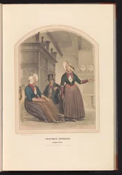 Traje tradicional de Kampen en Overijssel, 1857 Provincia de Overijssel Kamper-Eiland / XII (título sobre objeto)