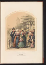 Traje tradicional de la isla de Walcheren en Zelanda, 1857 Provincia de Zelanda. Isla de Walcheren / XIII (título sobre objeto)