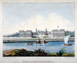 Vista del Hospital de Greenwich desde la Isla de los Perros, Londres