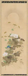 Luna y plantas de otoño, período Edo, principios del siglo XIX