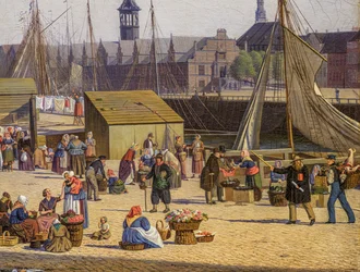 Hejbro Plads, un mercado de Copenhague, detalle