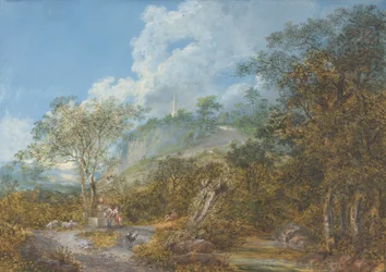 Paisaje arcadiano con un obelisco