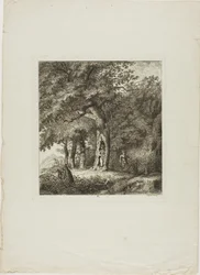 Ninfa escondida en un árbol, lámina ocho de Paysages Dédiés à M. Warelet