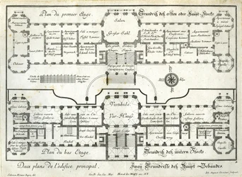 Plano de la planta baja y de la planta principal del castillo superior
