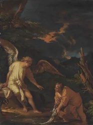Atribuido a Salvator Rosa - Tobías y el ángel