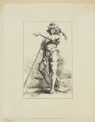 Figura con bastón señalando