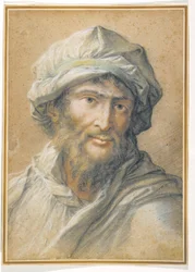 Cabeza de un hombre con barba y turbante