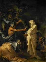 La sombra de Samuel apareciéndose a Saúl en casa de la bruja de Endor