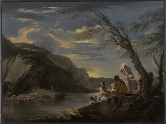Paisaje con bañistas