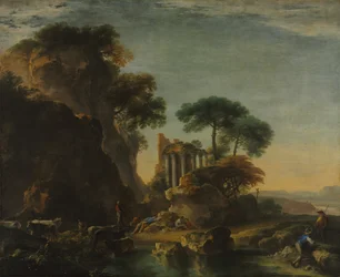 Ruinas en un paisaje rocoso, c. 1640