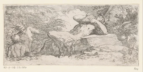 Sátiro con flauta de pan Tritones y dioses del río (título de la serie)