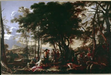 El bosque de los filósofos. Pintura de Salvator Rosa