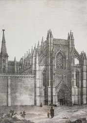 Monasterio de Batalha, Portugal, litografía de Salvatore Puglia de Poliorama Pittoresco, n 33, 22 de marzo