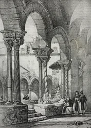 Claustro de la Iglesia de Santo Domingo, Palermo, litografía de Salvatore Puglia de Poliorama Pittoresco, n 11, 23 de octubre