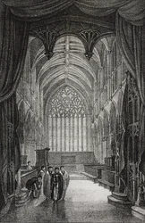 Interior de la catedral de Carlisle, Reino Unido, litografía de Salvatore Puglia de Poliorama Pittoresco, n 25, 25 de enero