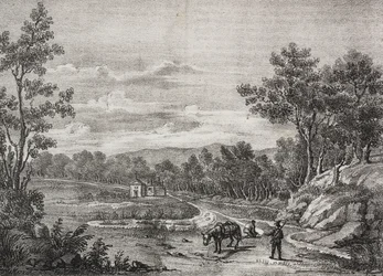Manantiales de agua mineral en el bosque de Acerra, Campania, Italia, litografía de Salvatore Puglia de Poliorama Pittoresco, n 5, 7 de septiembre