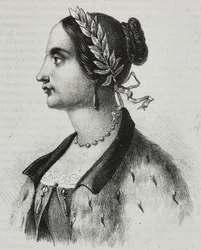 Retrato de Laura Bassi Veratti (1711-1778), física y académica italiana, litografía de Salvatore Puglia del Poliorama Pittoresco, n 4, 4 de septiembre