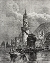 Vista de Andernach, Alemania, litografía de Salvatore Puglia de Poliorama Pittoresco, n 45, 17 de junio