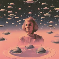 El sueño espacial de la mujer rubia