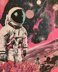 Astronauta rosa cósmico