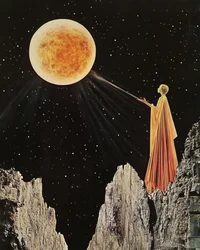 Figura bajo la luna cósmica