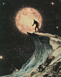 Un hombre en el precipicio cósmico