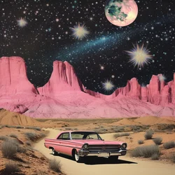 Coche rosa: Desierto cósmico