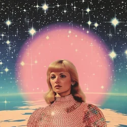 Mujer espacial retrofuturista