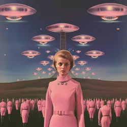 Invasión alienígena rosa retro