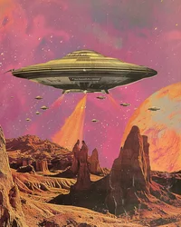 Planeta desértico de ciencia ficción retro
