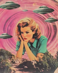 Mujer de ciencia ficción retro