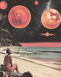 Playa espacial retro