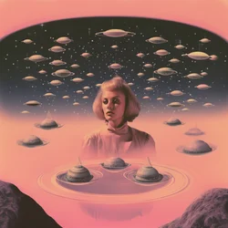 Mujer espacial retro