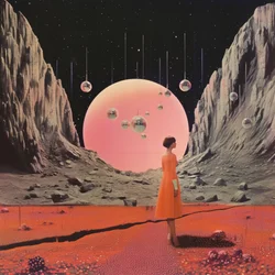 Arte de collage en espacios redondos