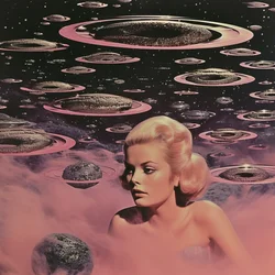 Un sueño espacial rosa y surrealista