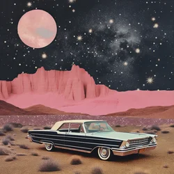 Coche clásico rosa del desierto