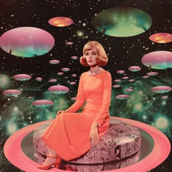 Mujer en un espacio retro