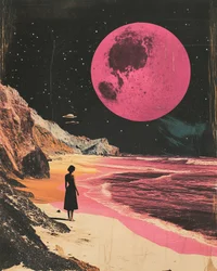 Una mujer bajo la luna rosa