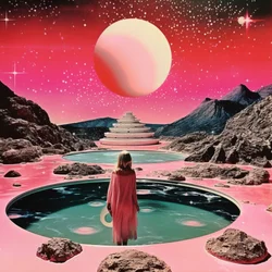 Mujer en «Oasis Cósmico Rosa»
