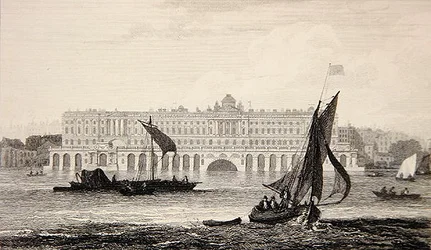 Vista de Somerset House desde el río Támesis, grabado por W.B. Cooke (1778-1855) 1814