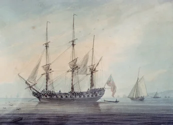 Marina con una fragata