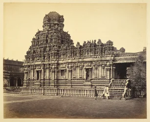 Una vista del Templo Subrahmanya cerca de la Pagoda, Tanjore