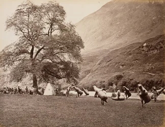 Mussucks para cruzar el río Beas debajo de Bajoura, 1866