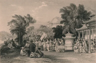 Procesión de matrimonio en el Arroyo de la Nube Azul, Chin-keang-foo, c1843-1858