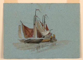 Dibujo, Bocetos. Veleros de pescadores, 1872