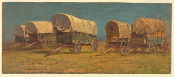 Dibujo, Estudio, Vagones cubiertos, posiblemente 1871